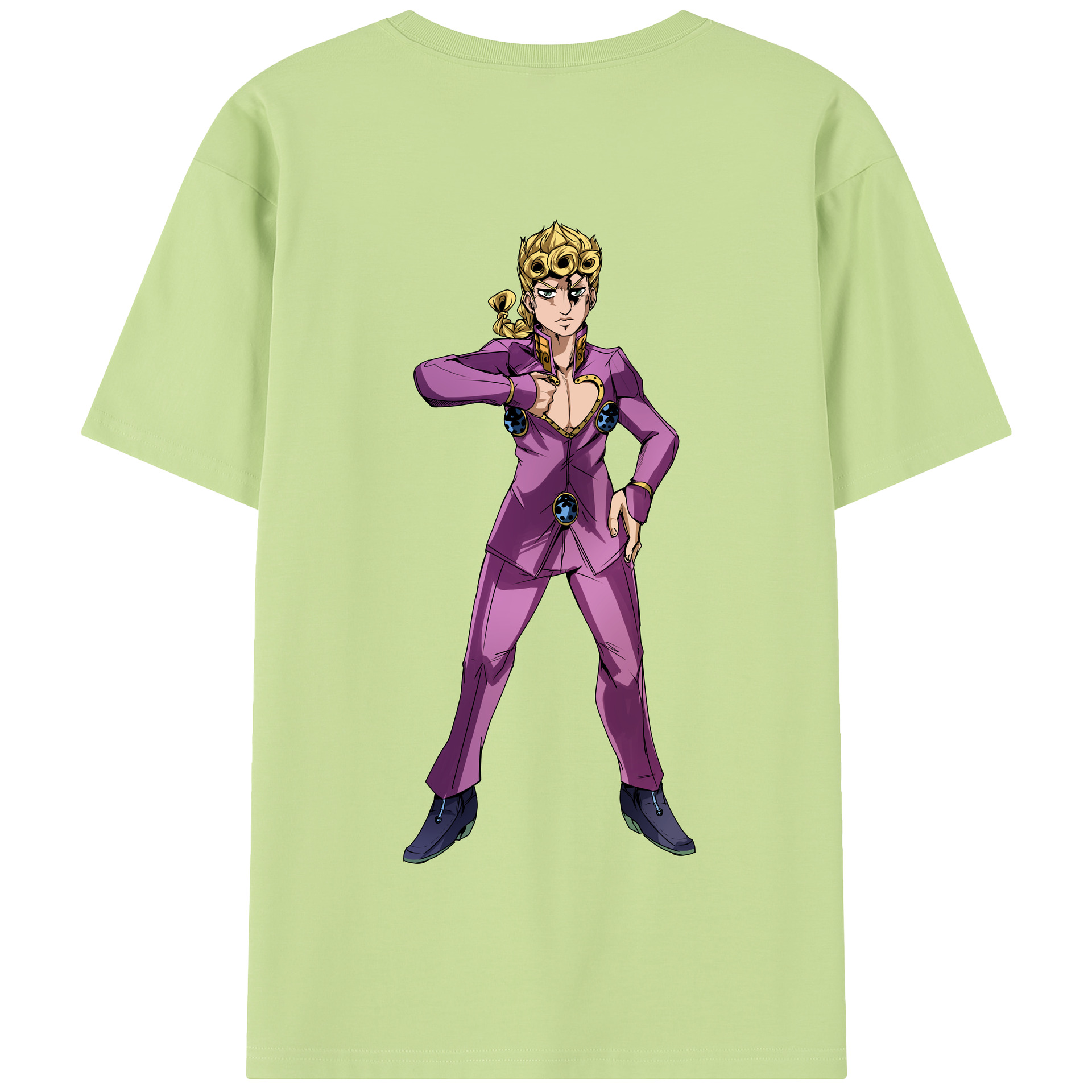 （画像用） ジョジョの奇妙な冒険 ジョルノ?ジョバァーナ JoJo's Bizarre Adventure Giorno Giovanna 綿100％半袖Tシャツ（背面プリント）